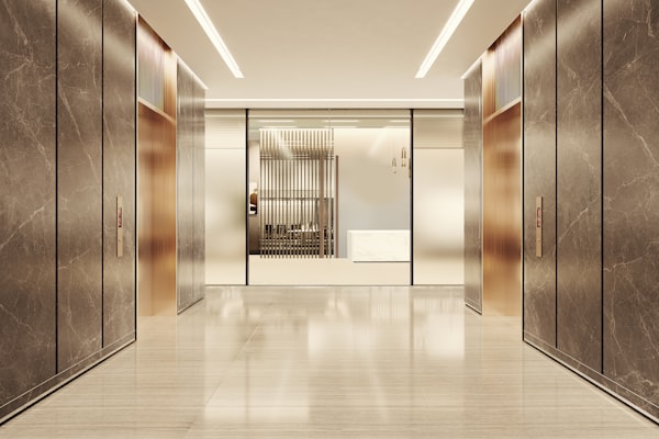 Modern commercial building interior requiring plumbing services